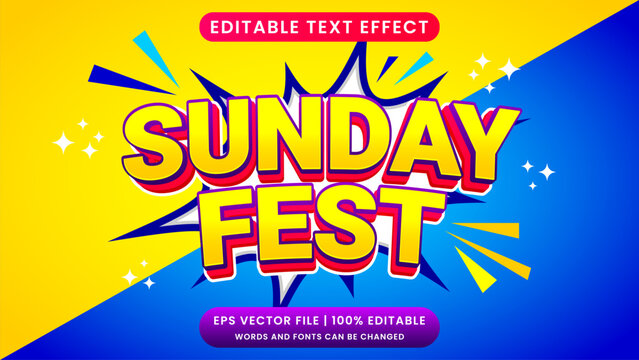 Sunday fest 3d editable text effect	