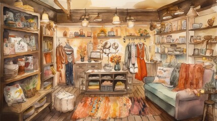 Obraz premium Costume store with warm and inviting earthy tones. Generative AI.