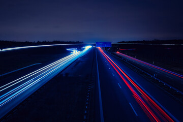 Traffic on the Highway - Travel - Background - Line - Ecology - Long Exposure - Motorway - Night...