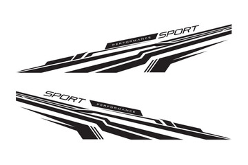 Wrap Design For Car vectors. Sports stripes, car stickers black color. Racing decals for tuning