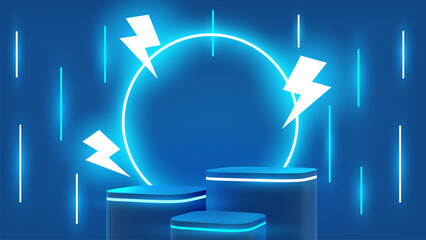 3d vector stand with lightning. - 627355011