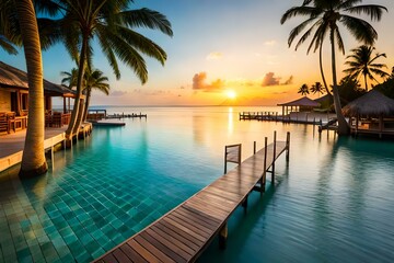 sunset on the beach Generated Ai