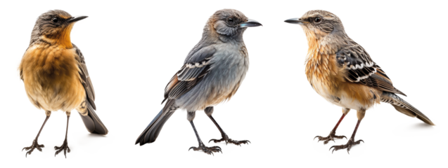 Collection of the most common European birds isolated on transparent background 