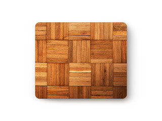 Rounded wooden box with woven pattern, transparent background