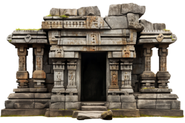 Inca stone temple. isolated object, transparent background