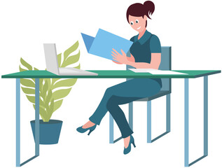 Office workers. Vector illustration. Teamwork fosters sense of belonging and shared responsibility In team meeting, progress reviewed and future plans are discussed Office workers adapt to new