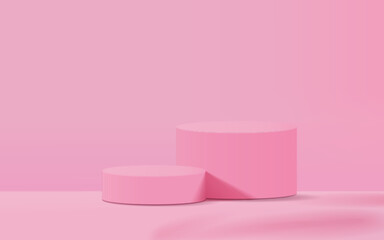 Minimal scene 3D realistic background. pink podium with shadow