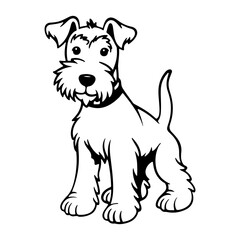 Airedale Terrier, hand drawn cartoon character, dog icon.