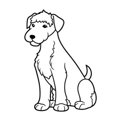 Airedale Terrier, hand drawn cartoon character, dog icon.