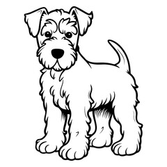 Airedale Terrier, hand drawn cartoon character, dog icon.