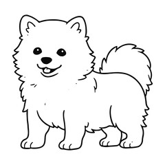 American Eskimo, hand drawn cartoon character, dog icon.