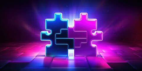  puzzle with a small shade of neon metaverse color as a slot symbol icon