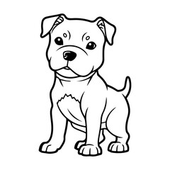 American pit bull, hand drawn cartoon character, dog icon.