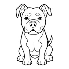 American pit bull, hand drawn cartoon character, dog icon.