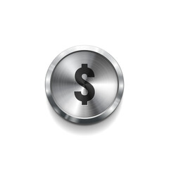 Obraz premium Silver coin. Money on dark background. Vector illustration.