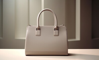 Modern elegant leather bag on coffee table
