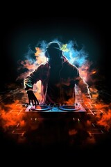 dark music background with playing DJ