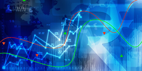 2d rendering Stock market online business concept. business Graph 