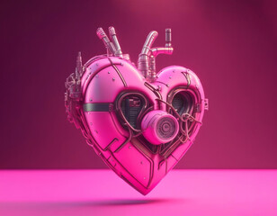 Pink steampunk heart, AI generated