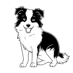 Border collie, hand drawn cartoon character, dog icon.
