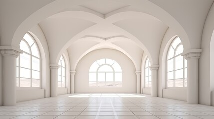 Fototapeta premium Conceptual interior in an empty room with an arched ceiling. Generative ai