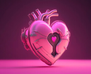 Pink steampunk heart, AI generated