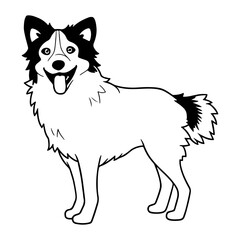 Border collie, hand drawn cartoon character, dog icon.
