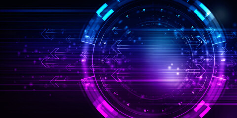 2d illustration Abstract futuristic electronic circuit technology background
