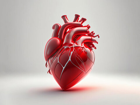 3d red heart, AI generated