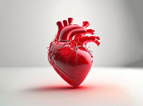 3d red heart, AI generated