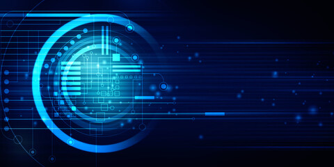 2d illustration Abstract futuristic electronic circuit technology background