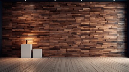 Eco-design modern interior wooden wall. Generative ai