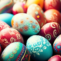 Fototapeta na wymiar Colorful Traditional Easter Paschal Eggs