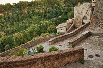 Civitella d'Agliano, Viterbo, Lazio, Italy: view of the ancient village on the hill overlooking the green valley