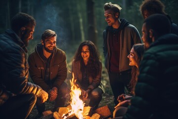 a lot of people gather around a campfire ,  generative artificial intelligence