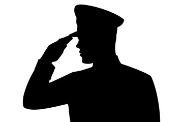 Soldier man salute silhouette. Vector illustration