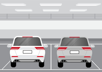 Parking lots or Car Parking Space with Car or Empty Parking Zone Underground. Vector Illustration.