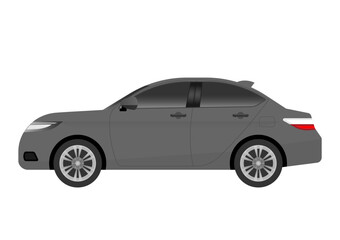 Car or City Car Side View. Vector Illustration Isolated on White Background. 