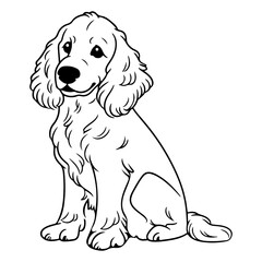 English Cocker Spaniel, hand drawn cartoon character, dog icon.