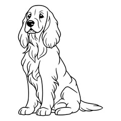 English Cocker Spaniel, hand drawn cartoon character, dog icon.