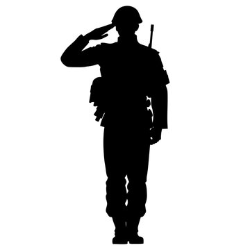 recommend clip art: Military army soldier salute silhouette. Vector illustration