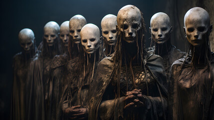 Straight Out Of A Nightmare: Ritual - Scary, Creepy, Nightmare, Terrifying, Fear, Halloween, Satanic, Dark, Sinister, Occultism, Spellbinding, Haunting allure, Cloaked figures, Hell, Ghosts, Devil