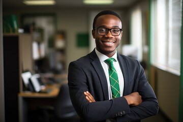 Fototapeta premium business man with his arms folded in the office. generative artificial intelligence