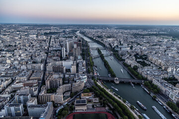 view of Paris and Seine river from the Eiffel tower