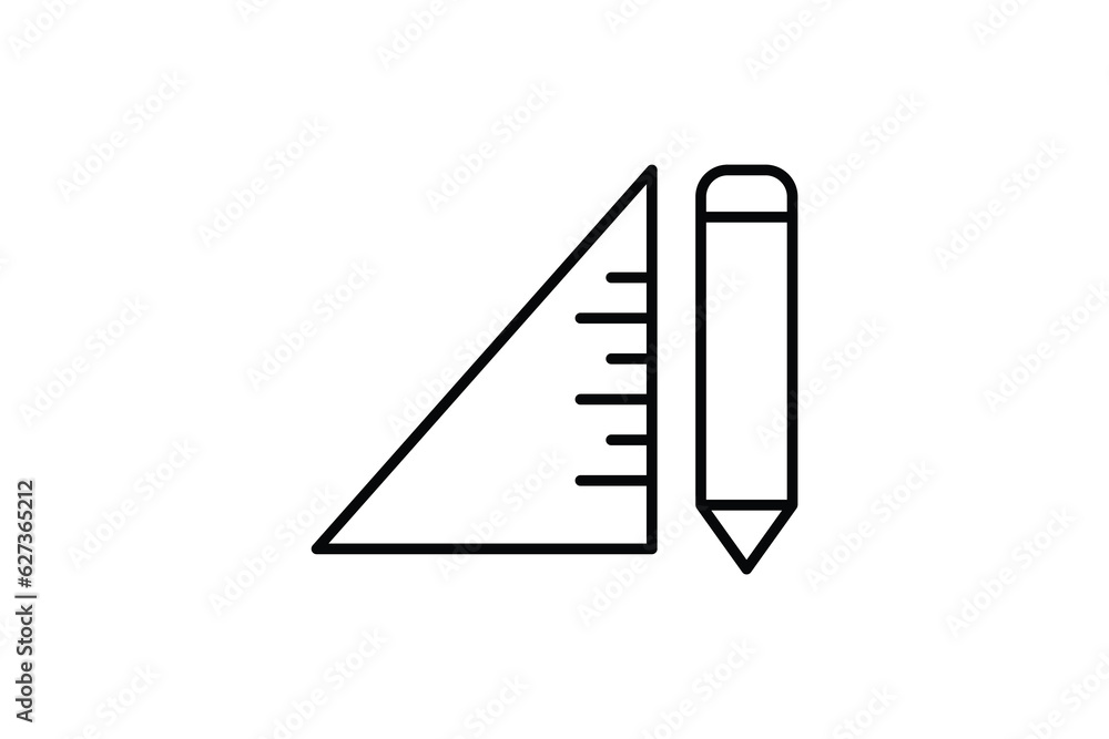 Poster ruler and pen icon. icon related to stationery. line icon style. simple vector design editable