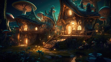 Fototapeta premium Amazing fairy house. Created with generative AI.
