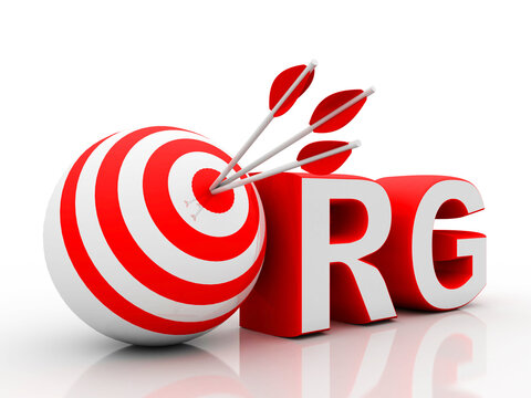 3d illustration Internet domain org with target
