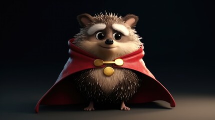 Cute hedgehog superhero. Created with generative AI.