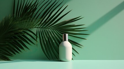 A minimal product placement background palm shadow. Generative ai