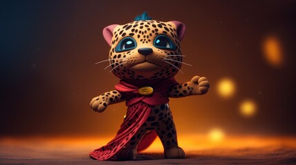 cute leopard superhero. Created with generative AI.	